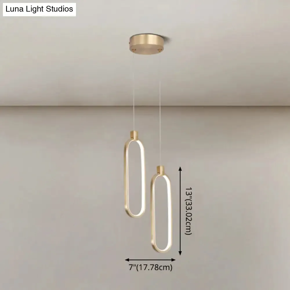 Gold LED Bedroom Pendant Light - Single Head Metal Ceiling Hanging Pendant