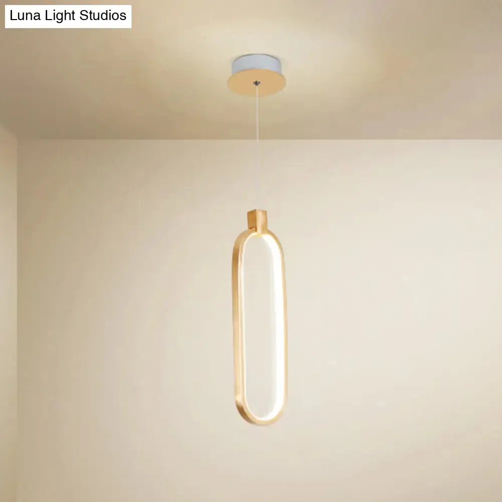 Gold LED Bedroom Pendant Light - Single Head Metal Ceiling Hanging Pendant