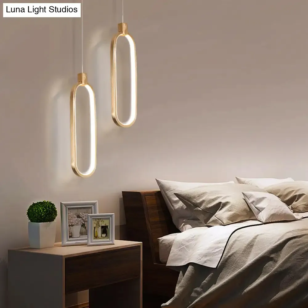 Gold LED Bedroom Pendant Light - Single Head Metal Ceiling Hanging Pendant