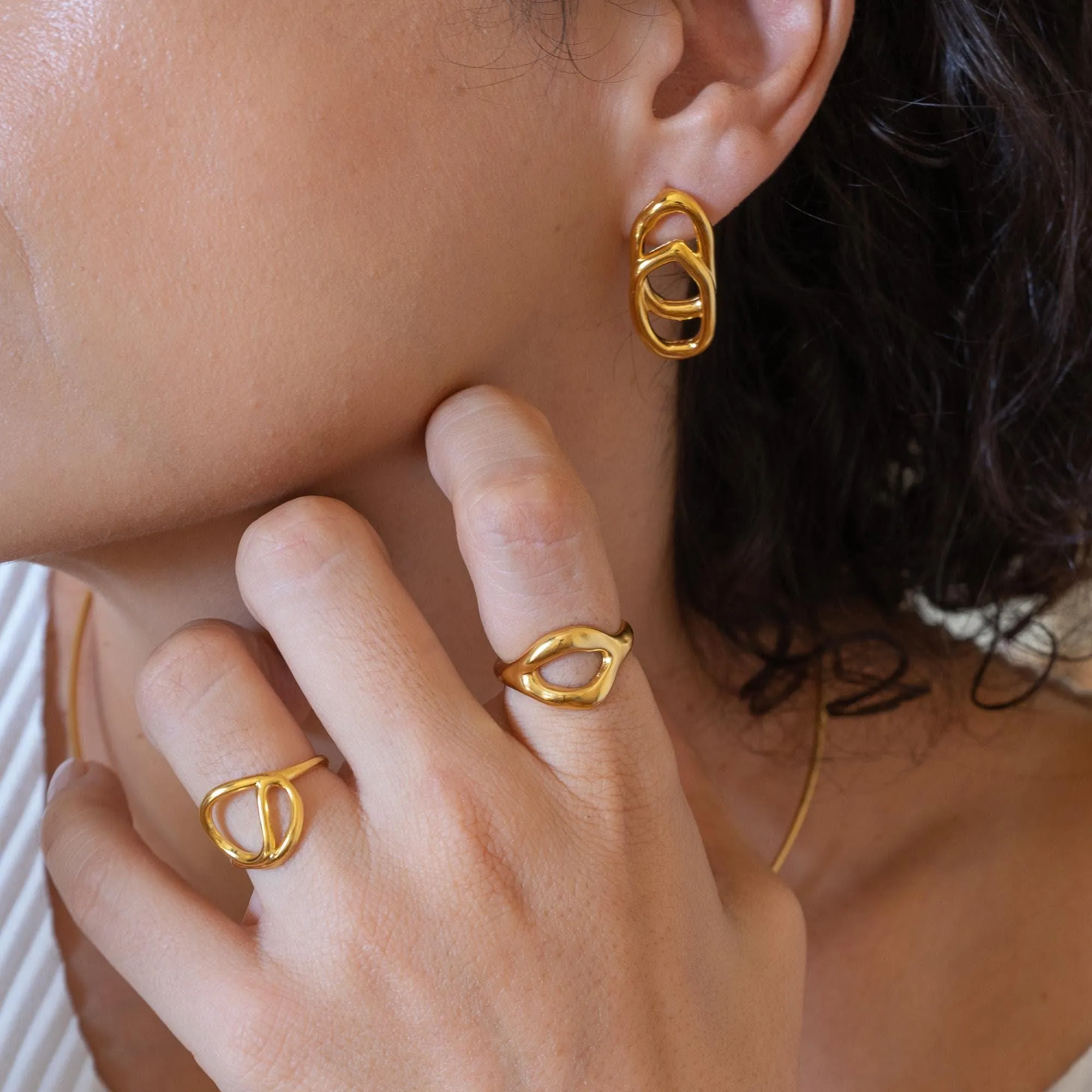 Gold Organic Stud Earrings