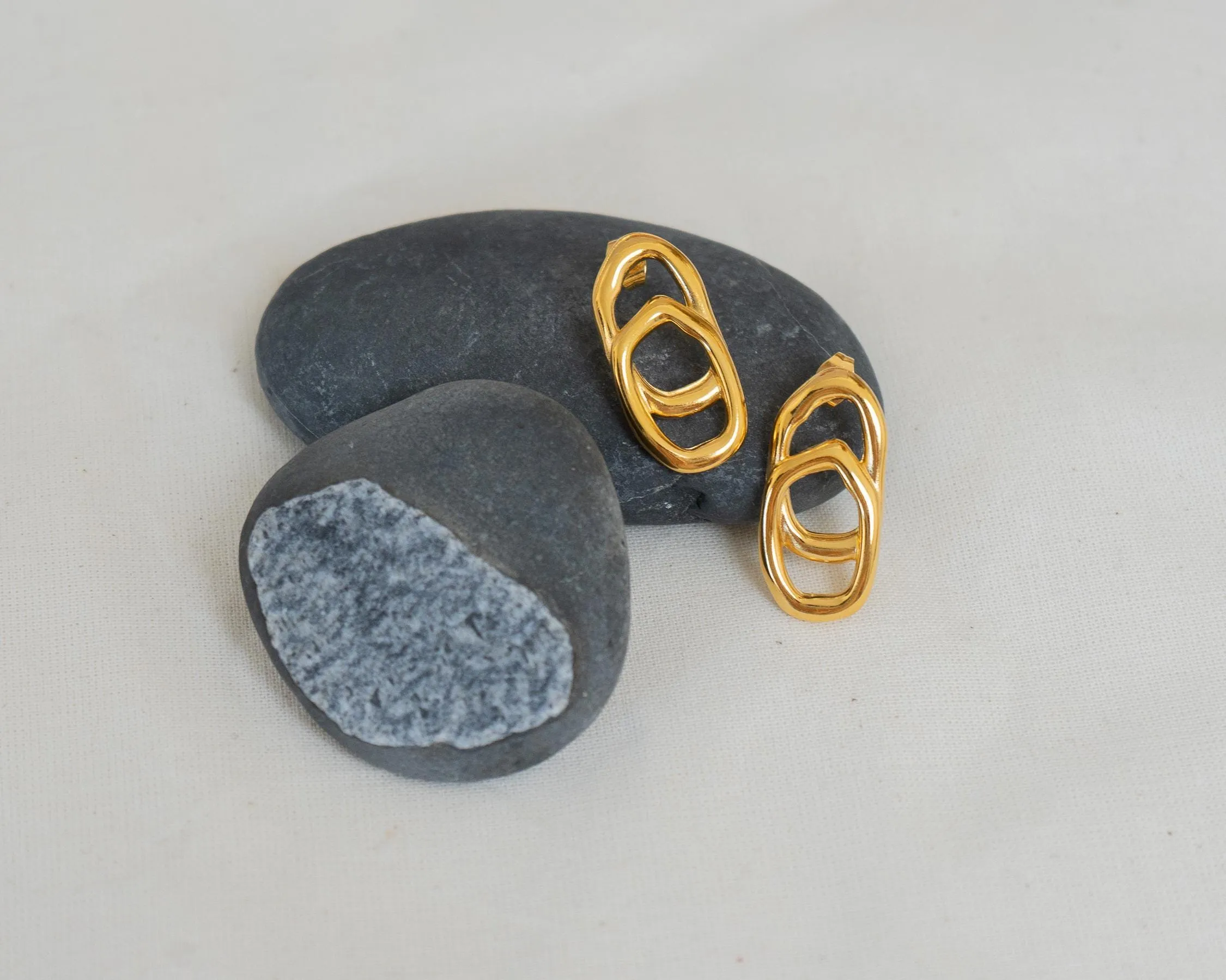 Gold Organic Stud Earrings