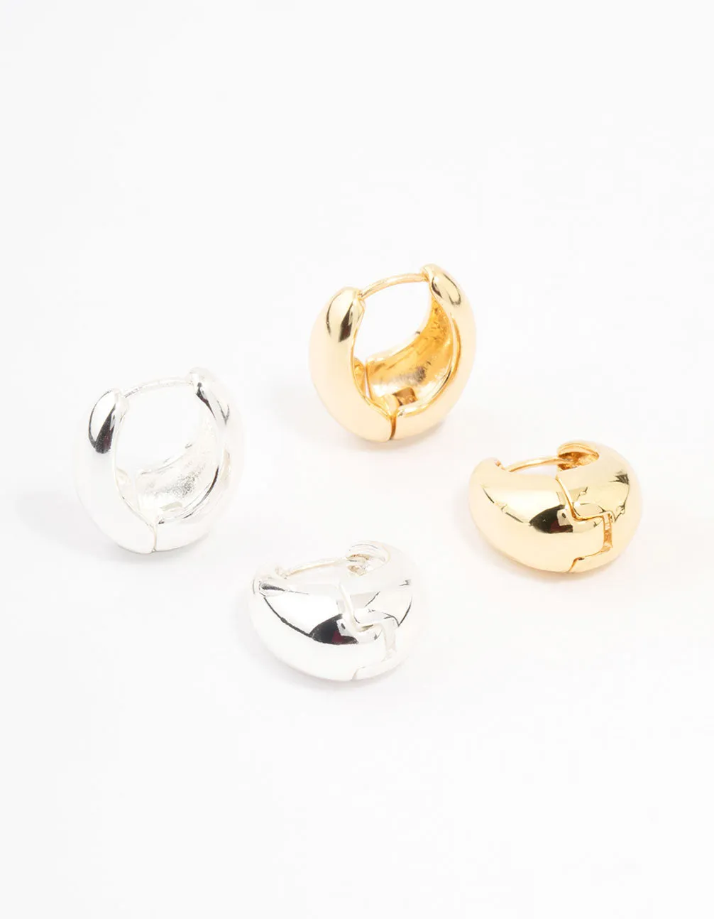 Gold Plated & Silver Plated Gradual Huggie Earrings 2-Pack