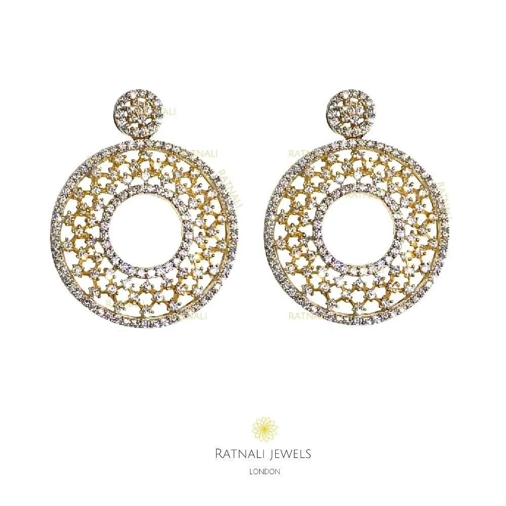 Gold Plated Galaxy dangler earrings with cubic zirconia