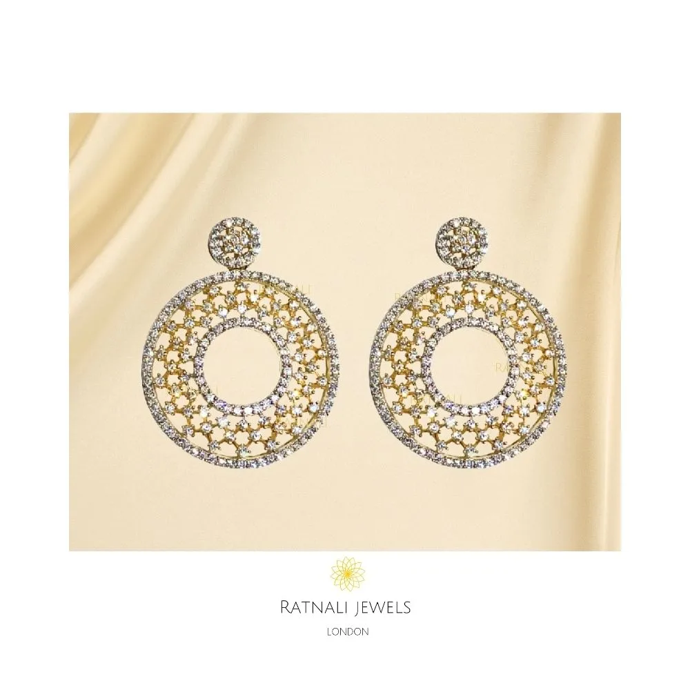 Gold Plated Galaxy dangler earrings with cubic zirconia