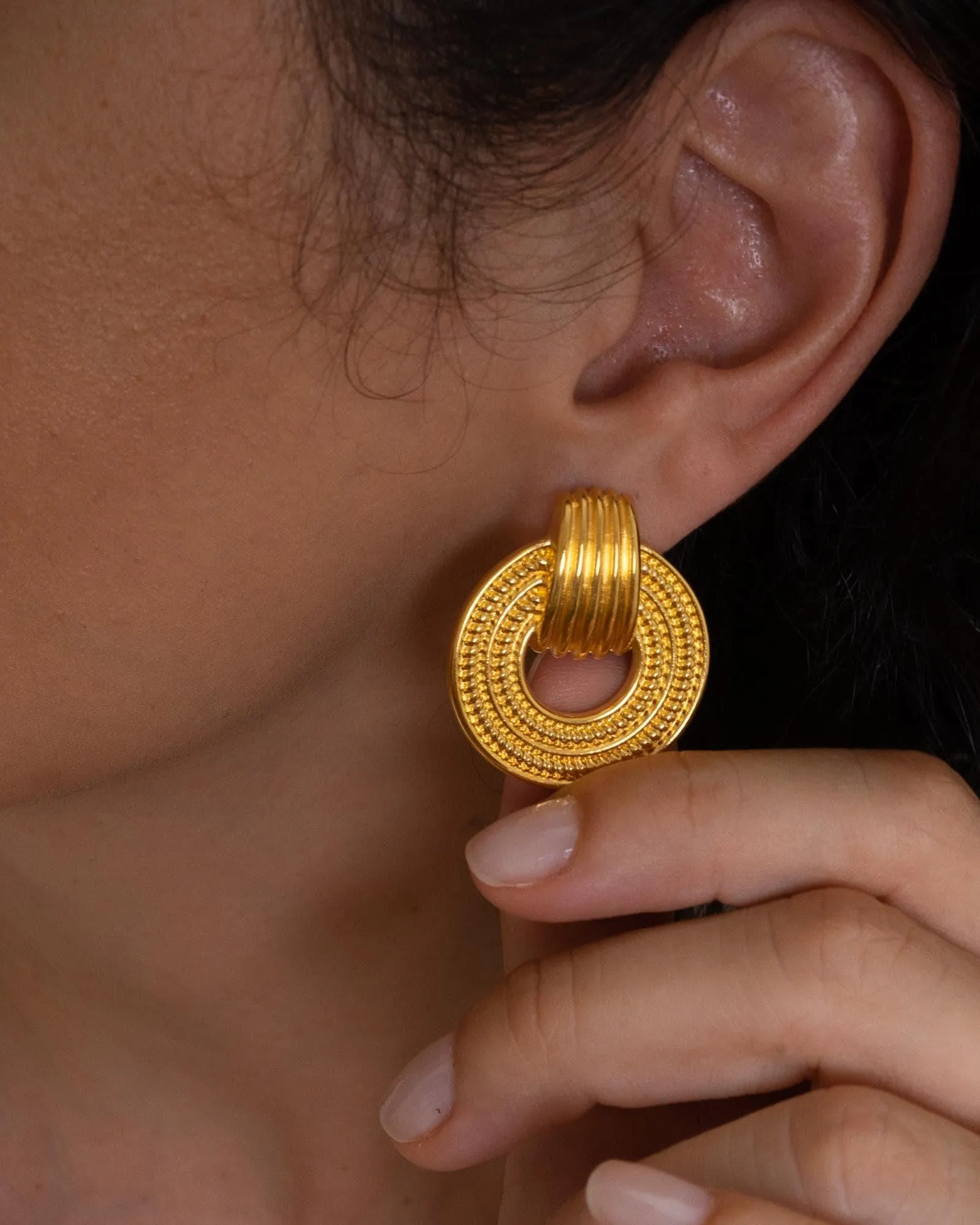 Gold Twisted Rope Stud Earrings