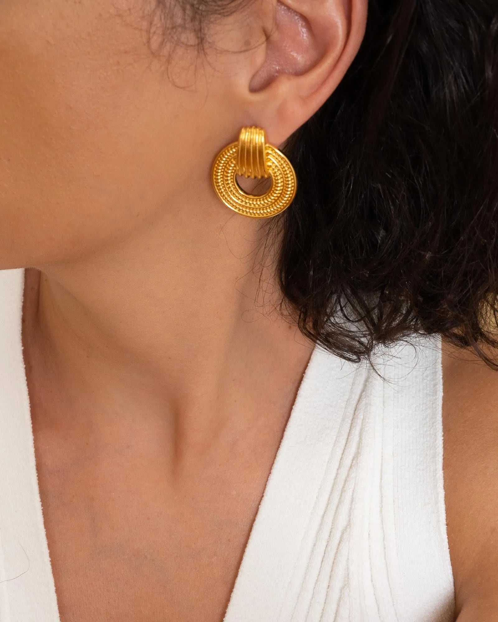 Gold Twisted Rope Stud Earrings