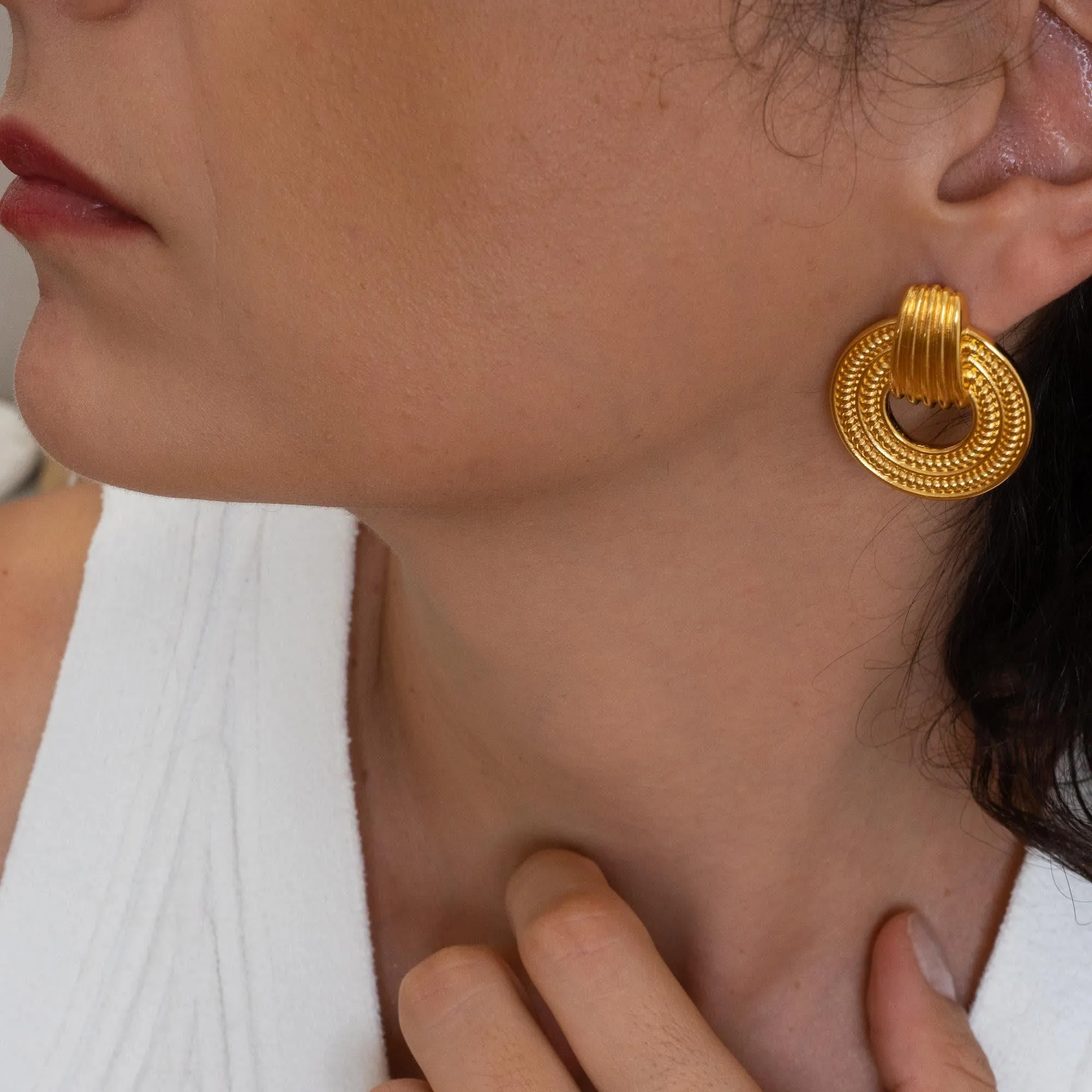 Gold Twisted Rope Stud Earrings
