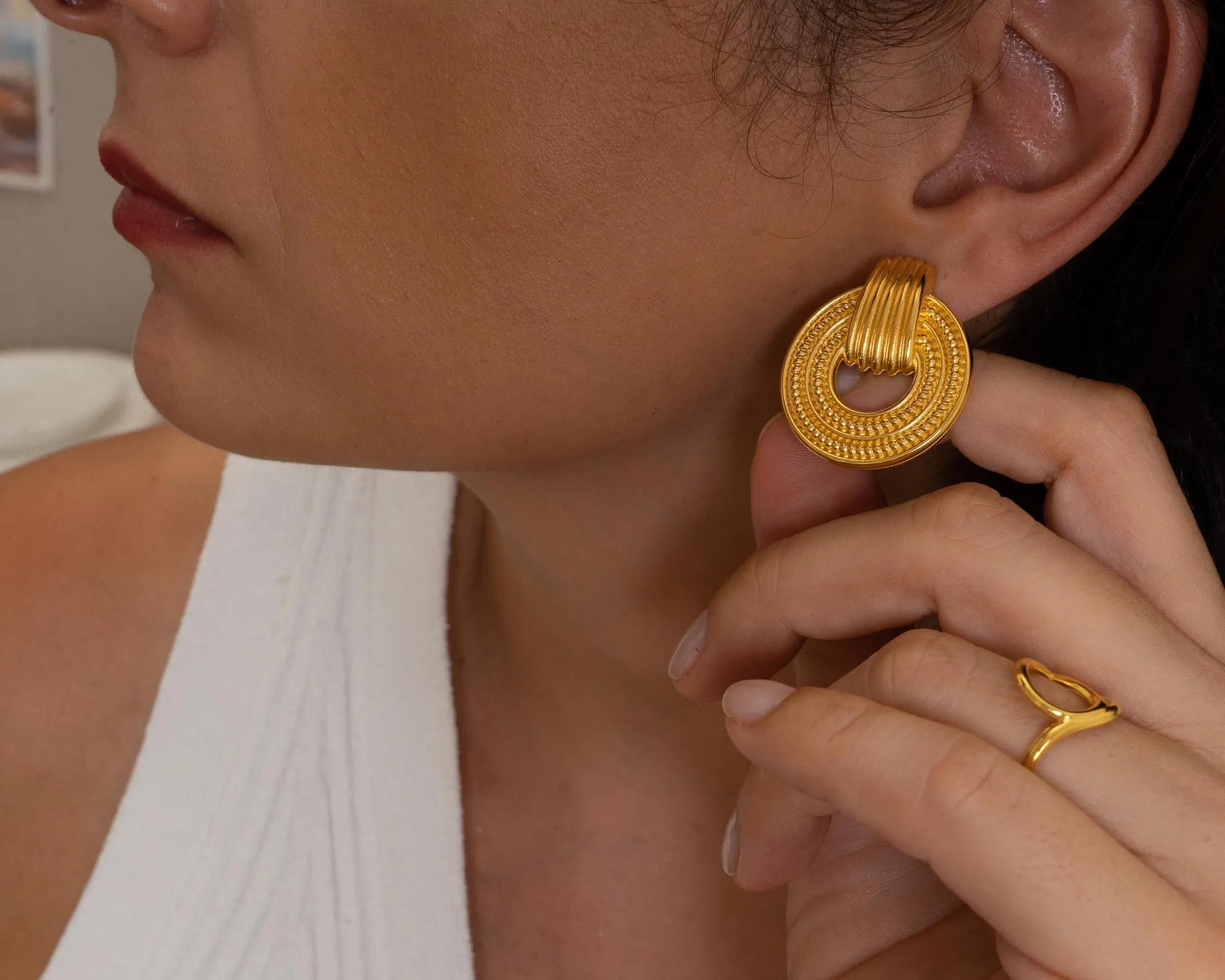 Gold Twisted Rope Stud Earrings