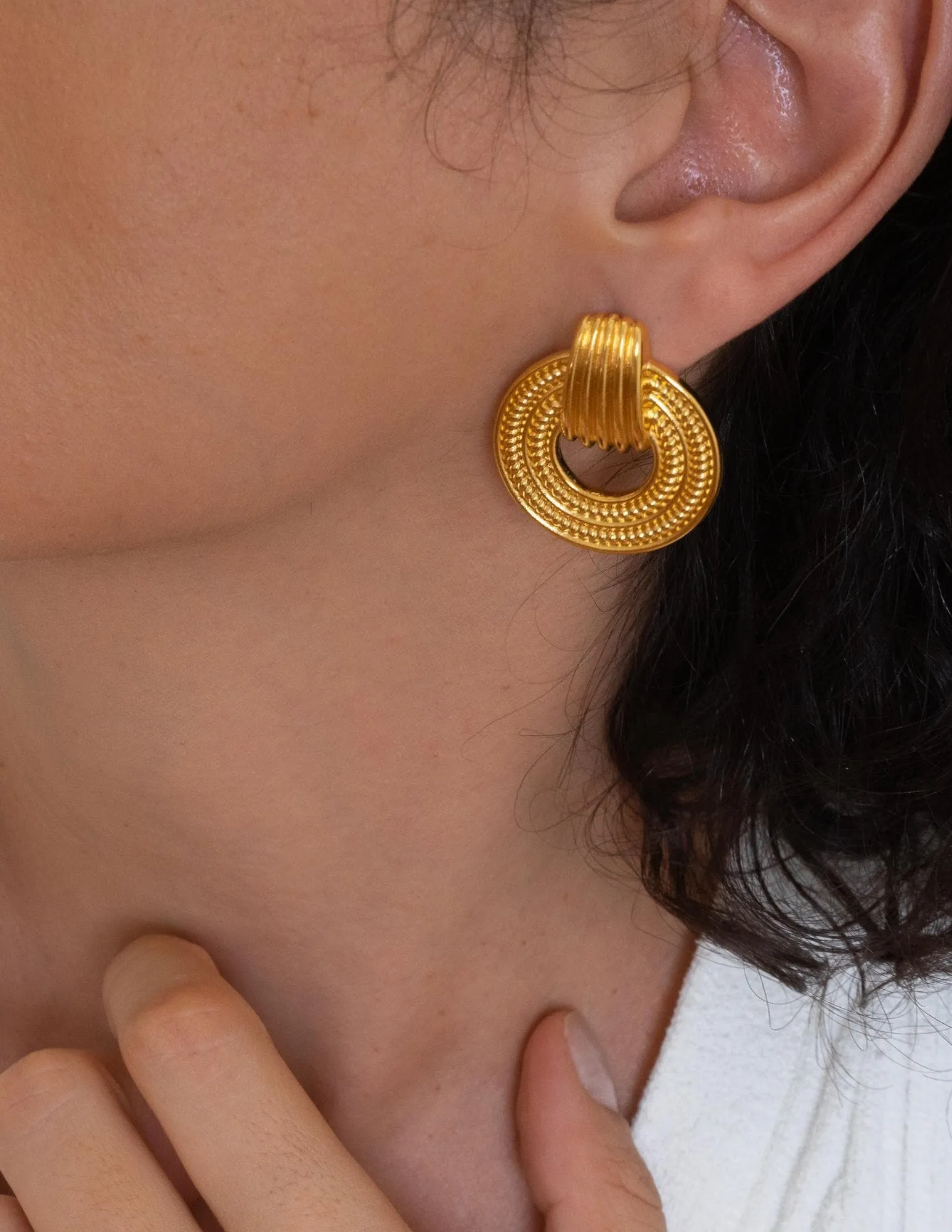 Gold Twisted Rope Stud Earrings