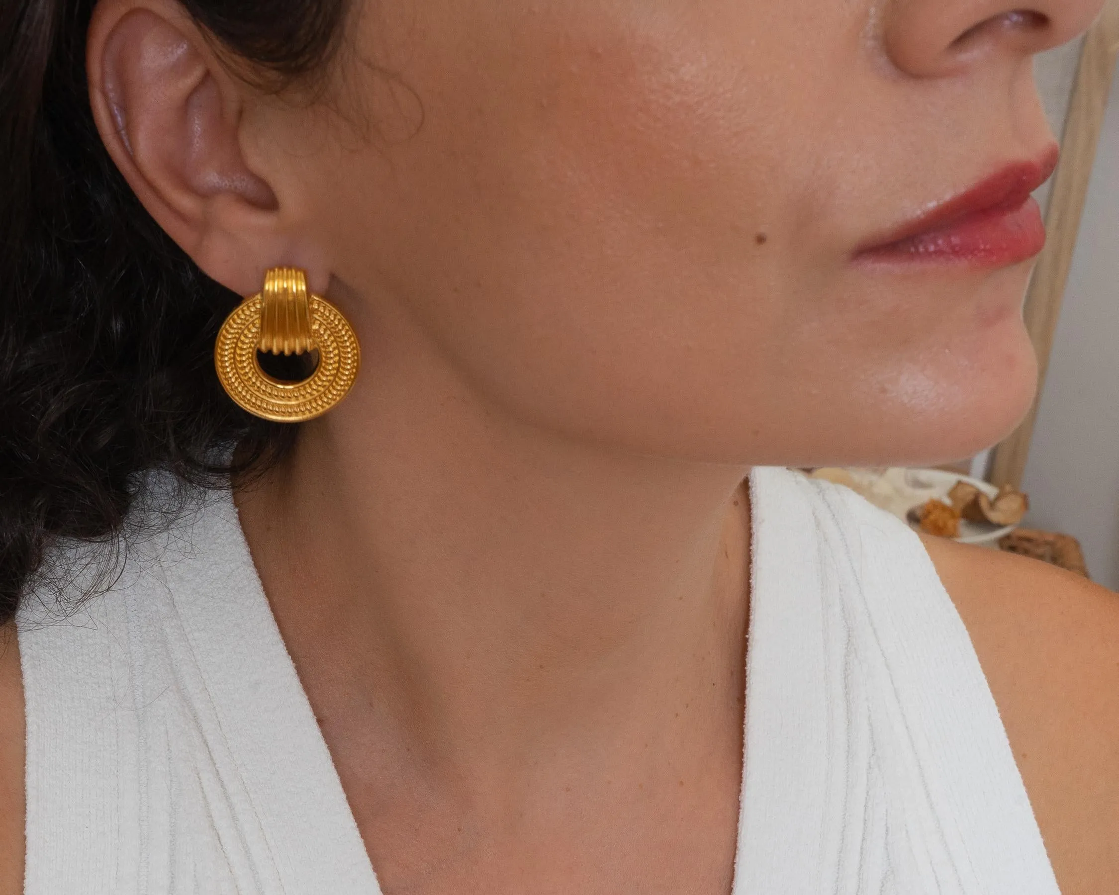 Gold Twisted Rope Stud Earrings