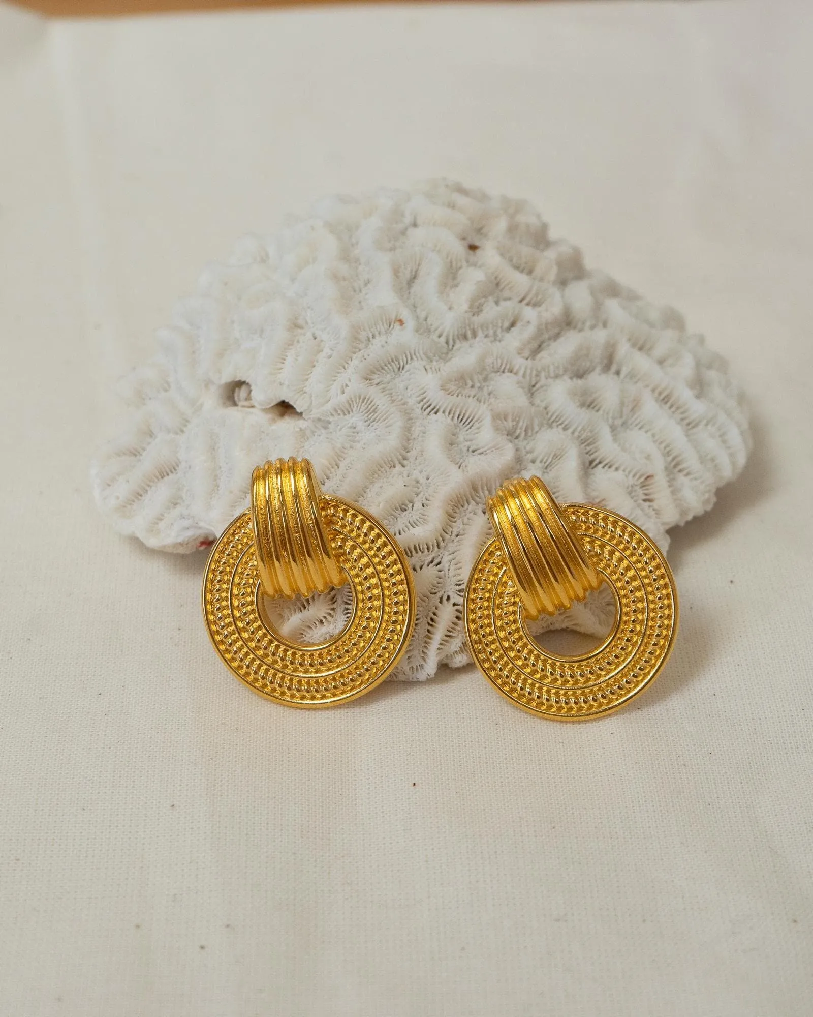 Gold Twisted Rope Stud Earrings
