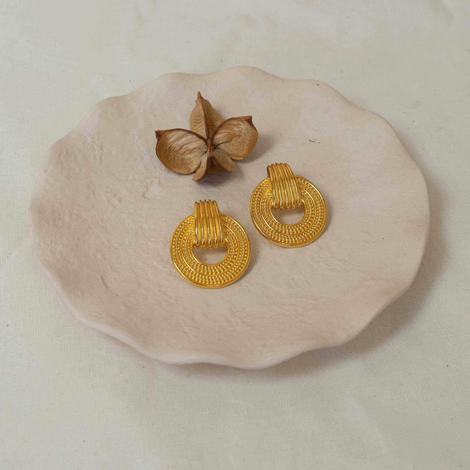Gold Twisted Rope Stud Earrings
