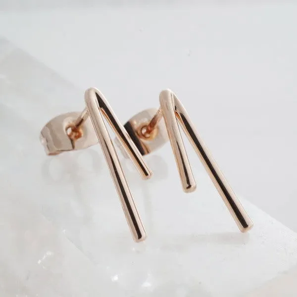 Gold V Bar Studs