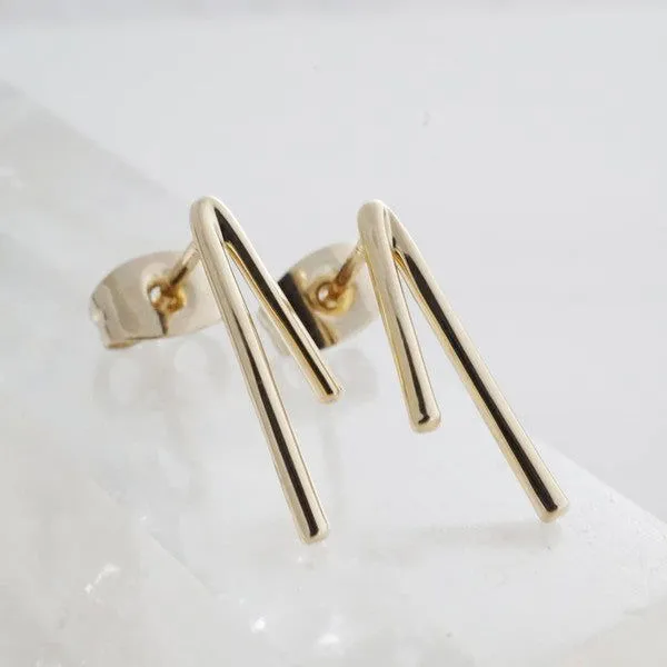Gold V Bar Studs