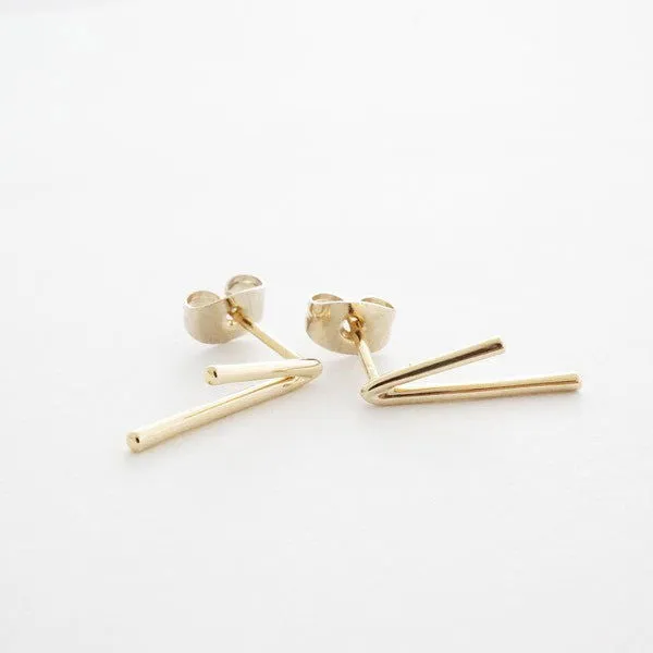 Gold V Bar Studs