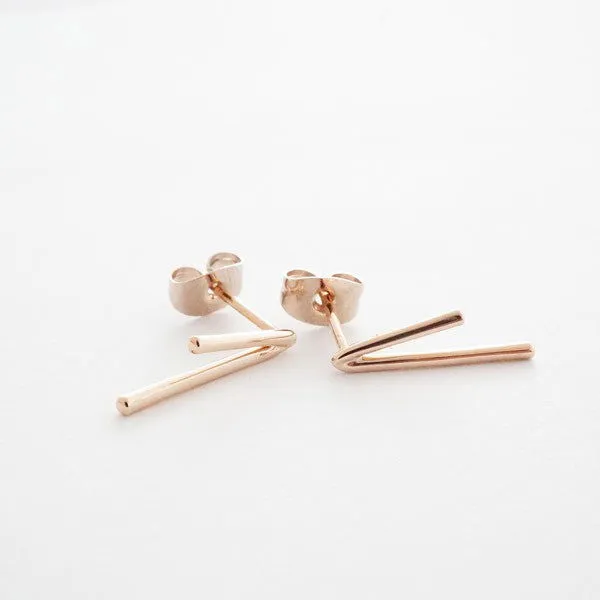 Gold V Bar Studs