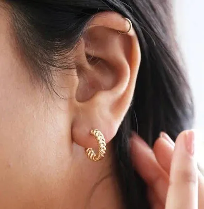 Gold Woven Hoop Earrings