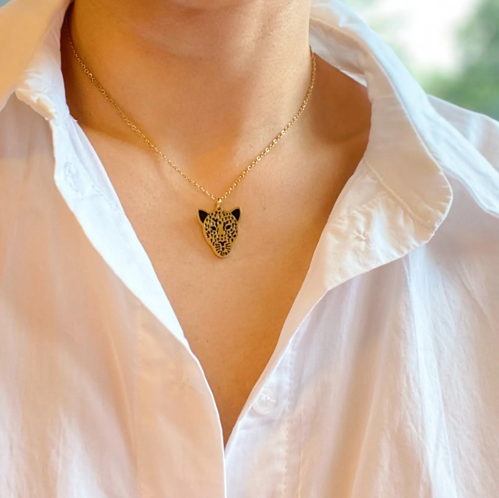 Golden Leopard Pendant Necklace