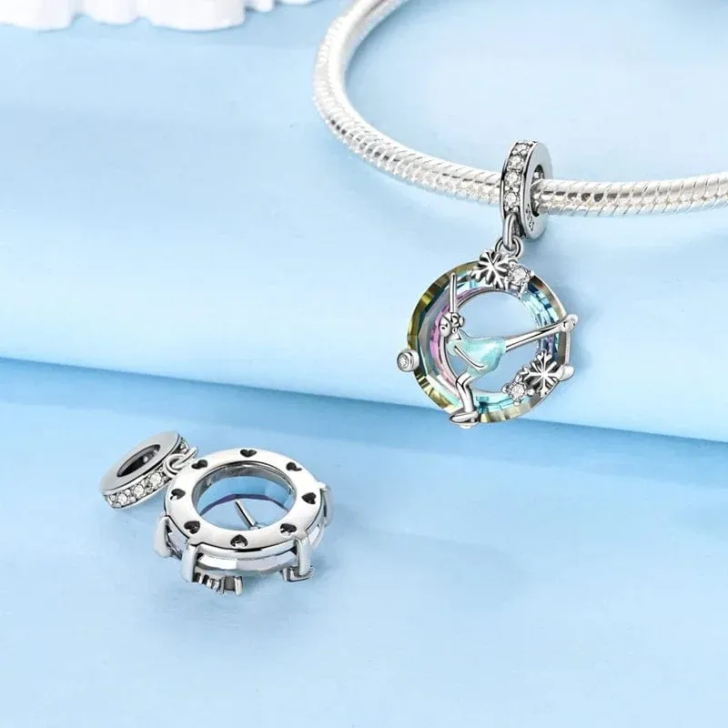 Graceful Ice Skater in Crystal Snowflake Charm