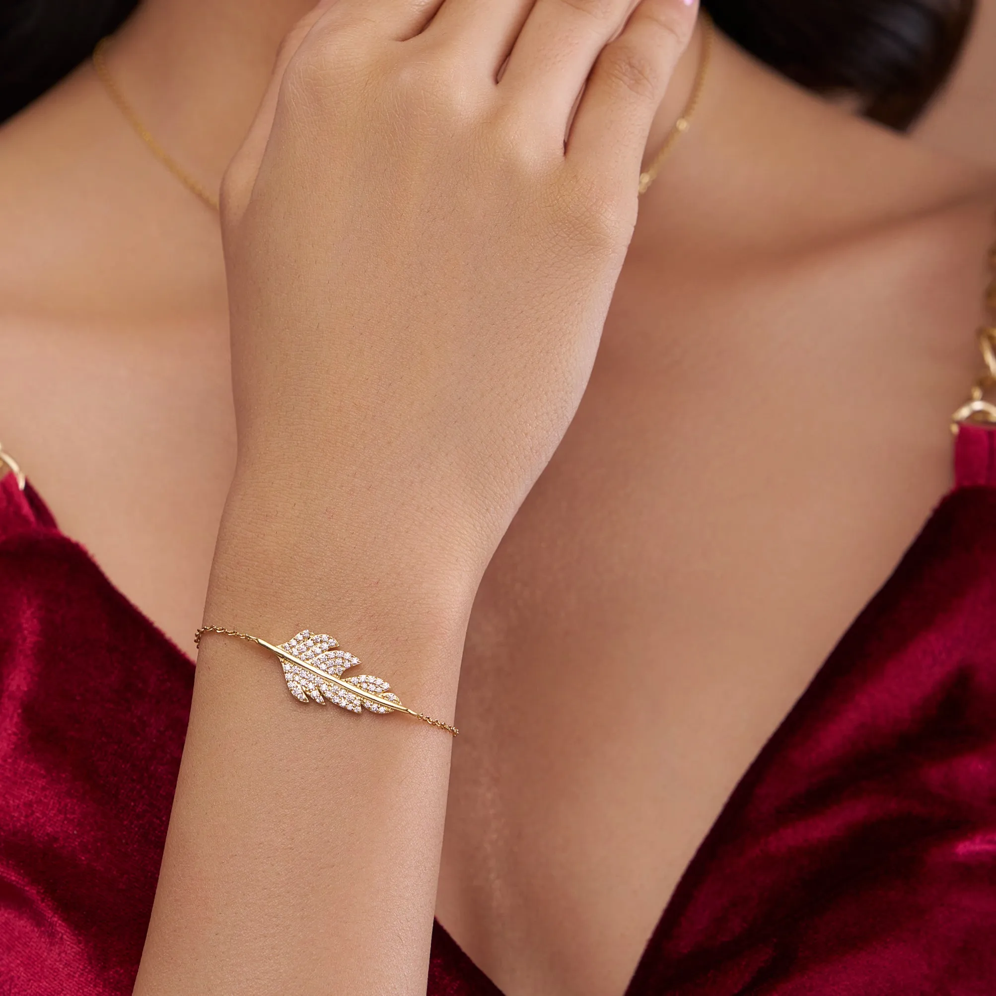 Graceful Leaf Diamond Bracelet