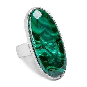 Graceful Malachite Statement Ring - Natural Designer Gemstone