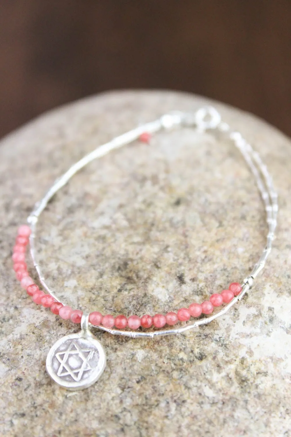 Graceful Star of David Silver Charm Bracelet