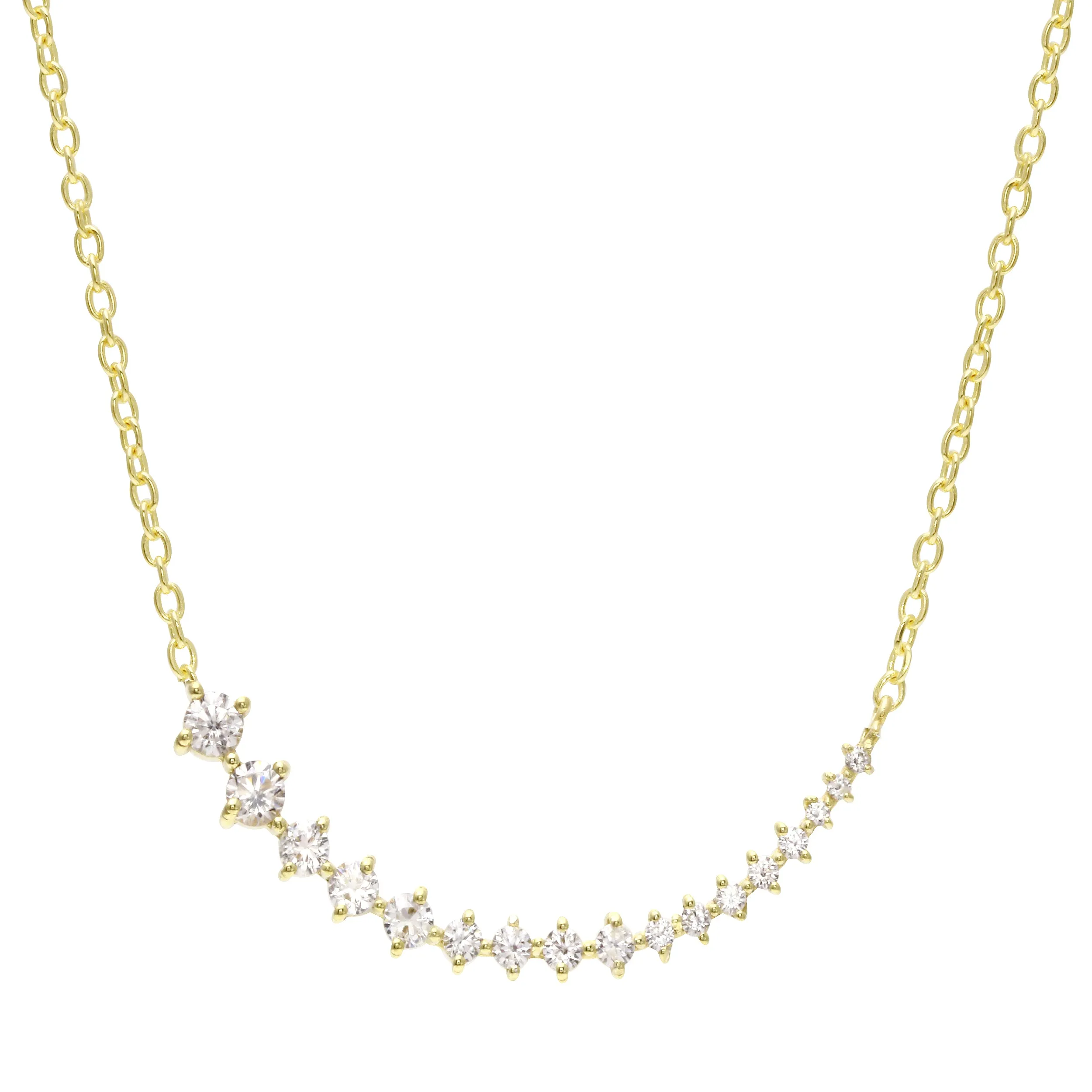 Graduated Gemstone Curved Bar Necklace