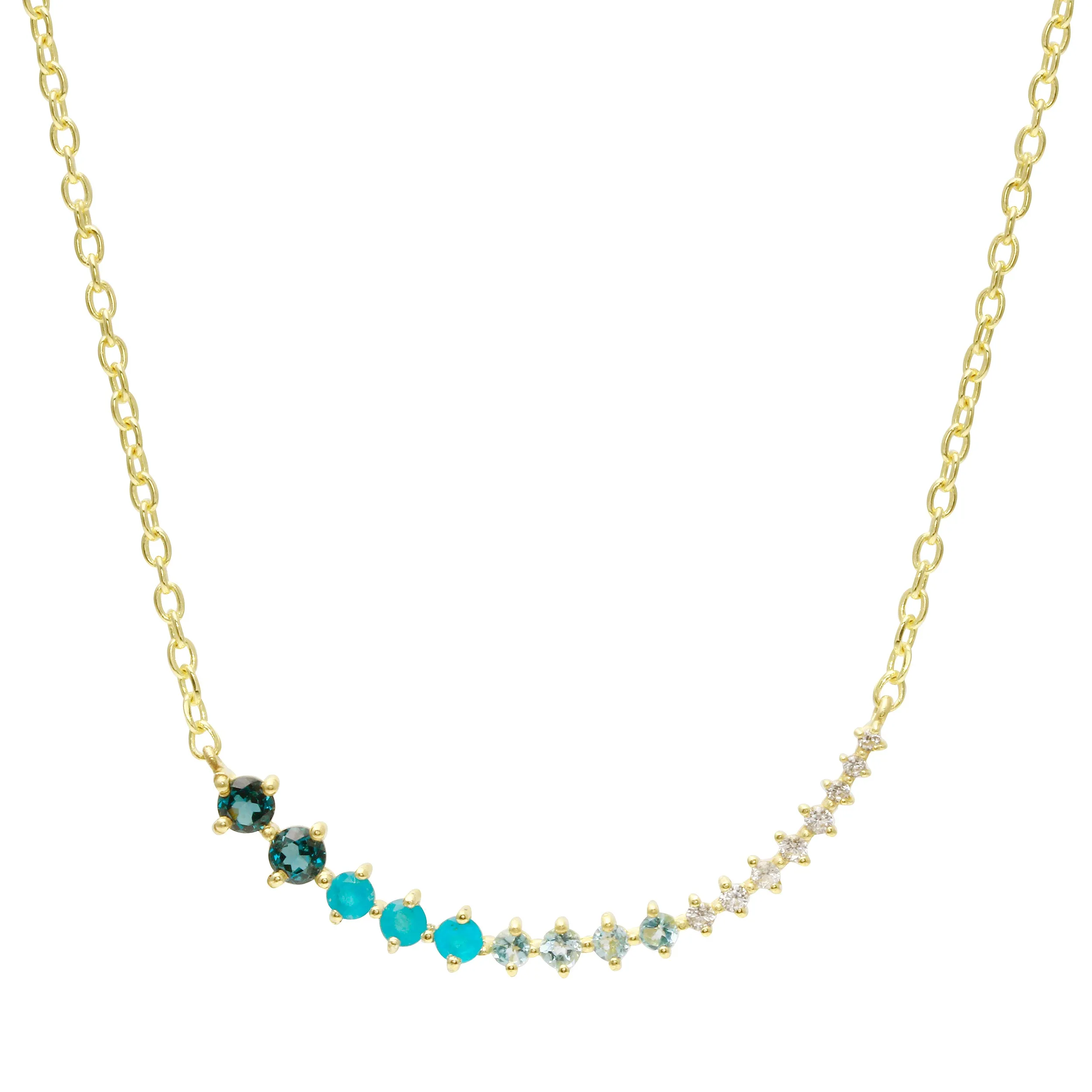 Graduated Gemstone Curved Bar Necklace