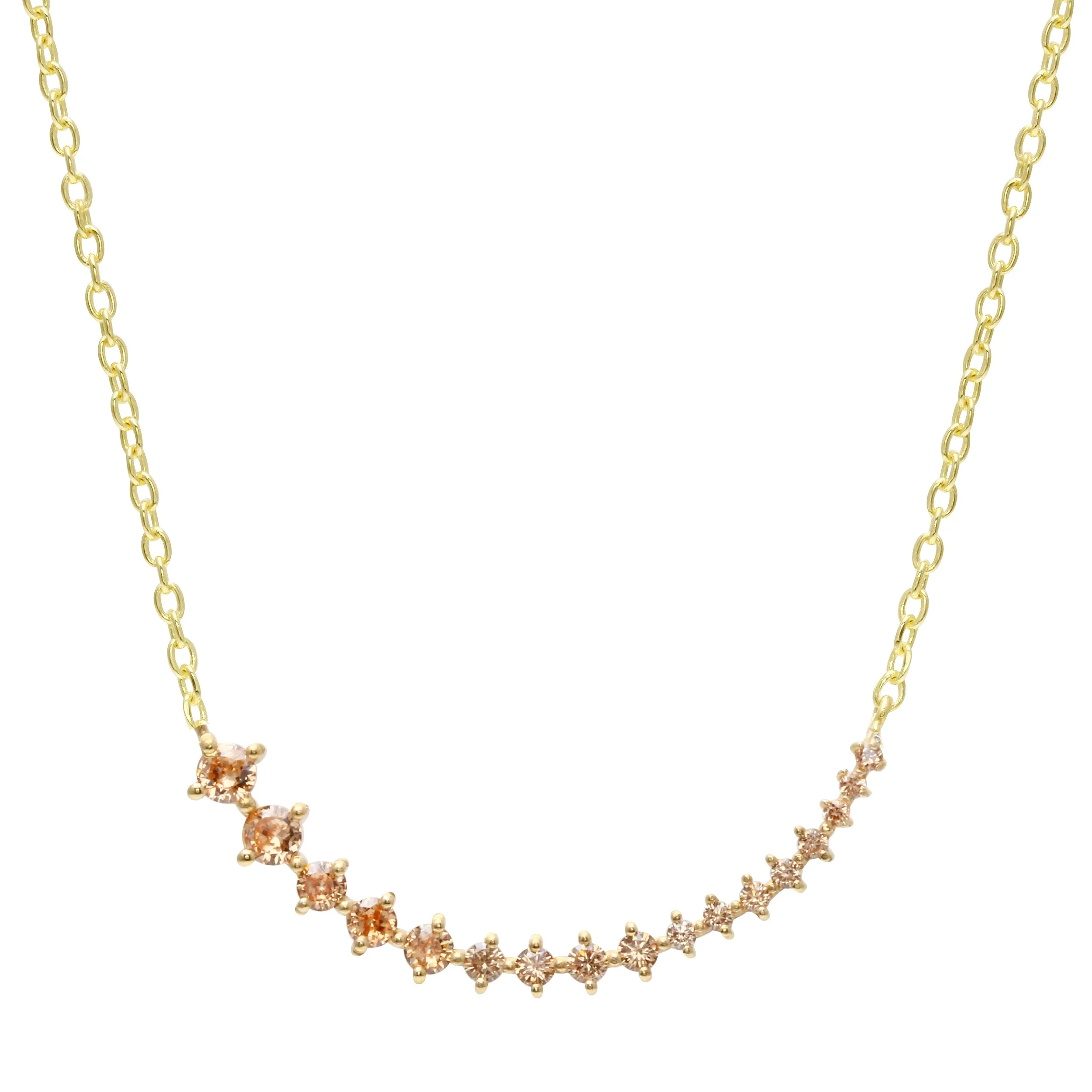 Graduated Gemstone Curved Bar Necklace