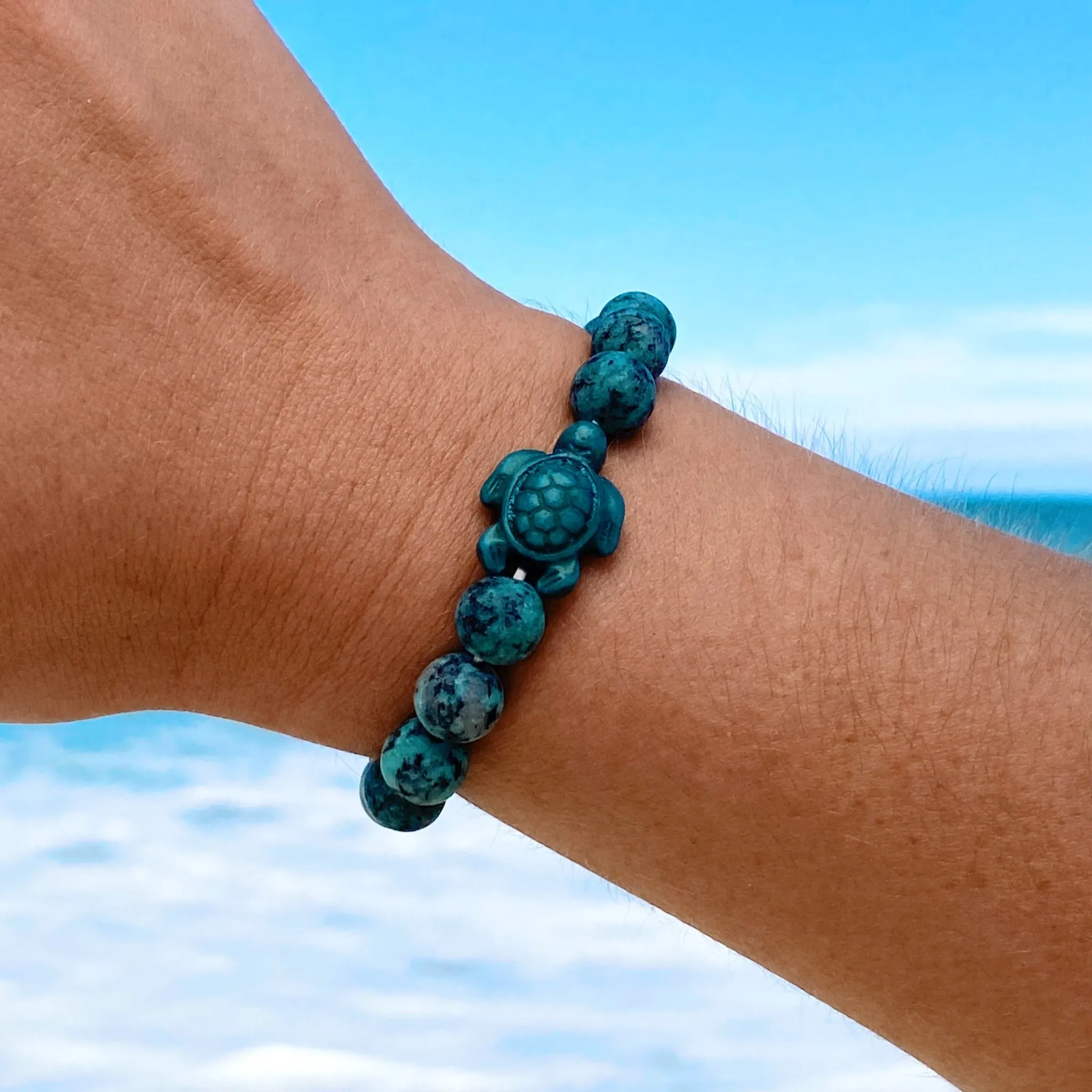Granite Bead Sea Turtle Bracelet