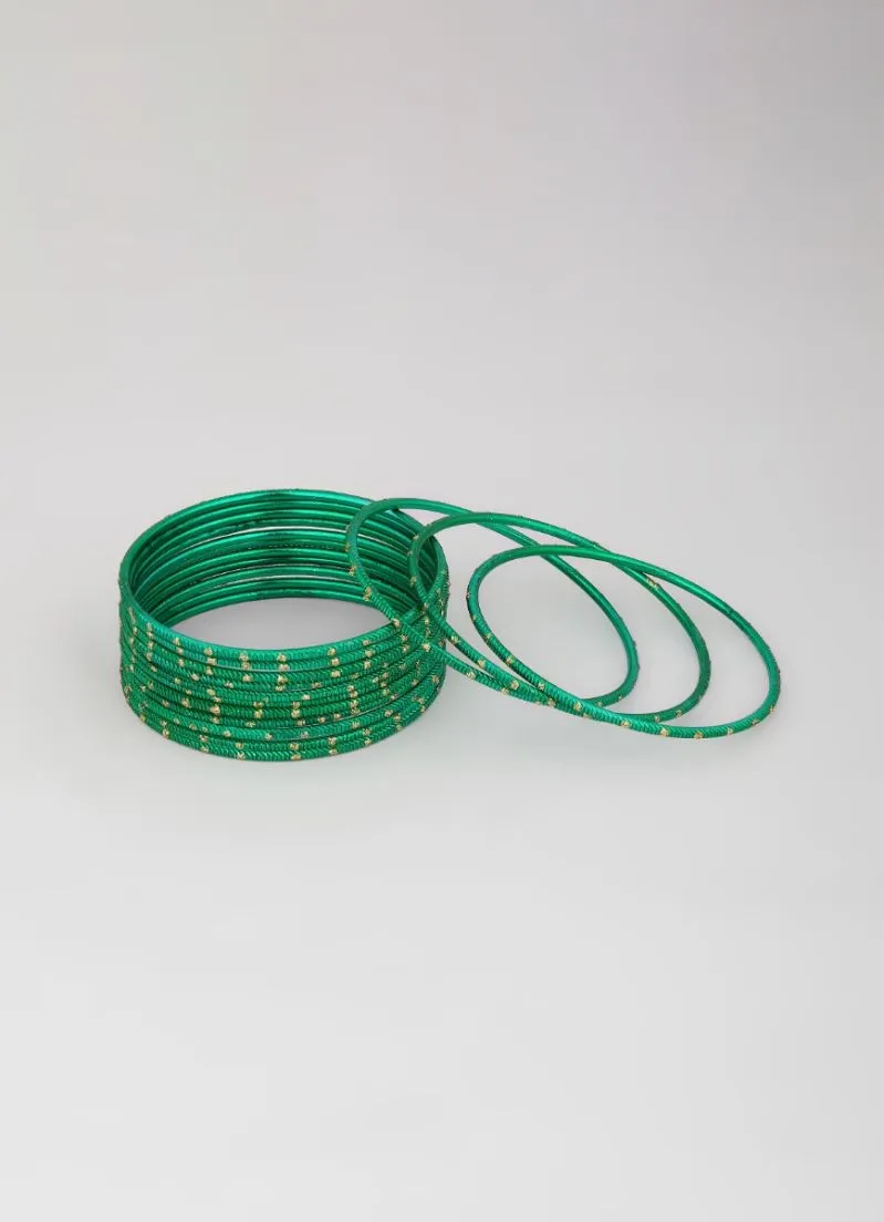 Green Glitter Spot Bangle Set