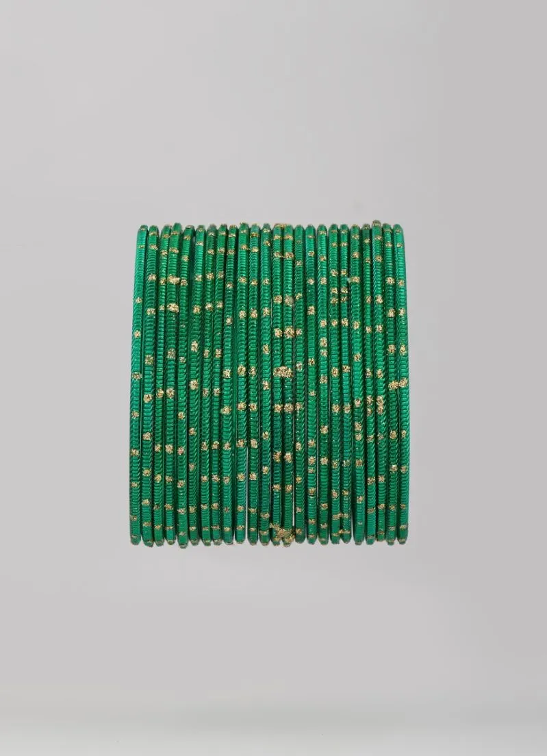 Green Glitter Spot Bangle Set