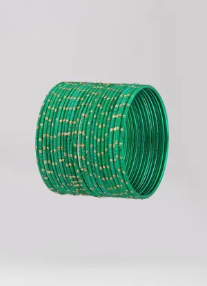 Green Glitter Spot Bangle Set