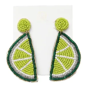 Green Lime Wedge Earrings