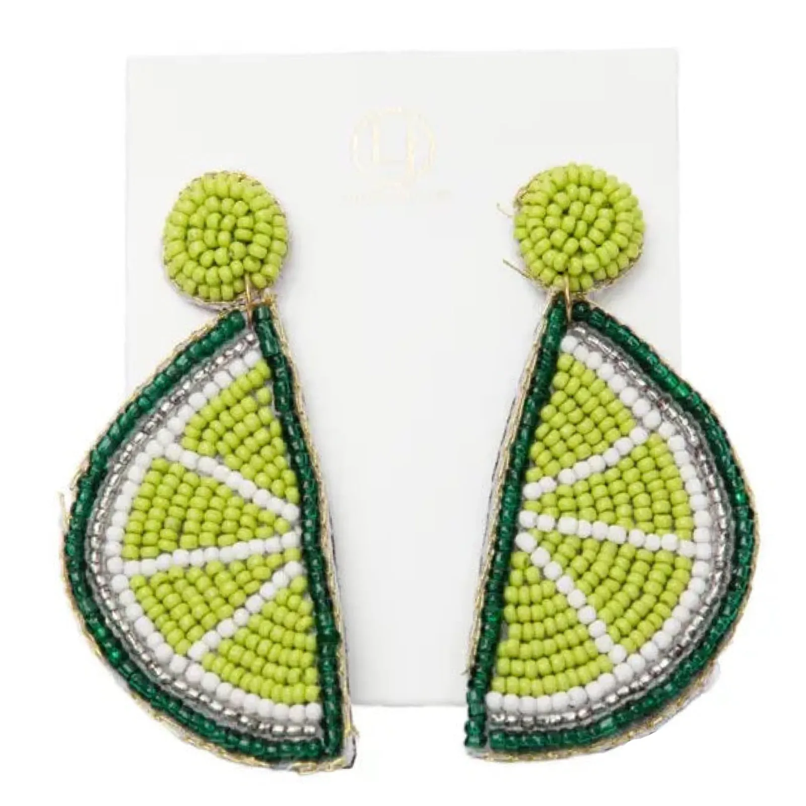 Green Lime Wedge Earrings
