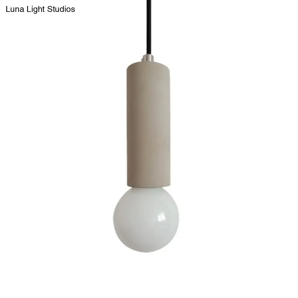 Grey Tubular Pendulum Light - Simplicity 1-Light Bedside Pendant with Open Bulb Design