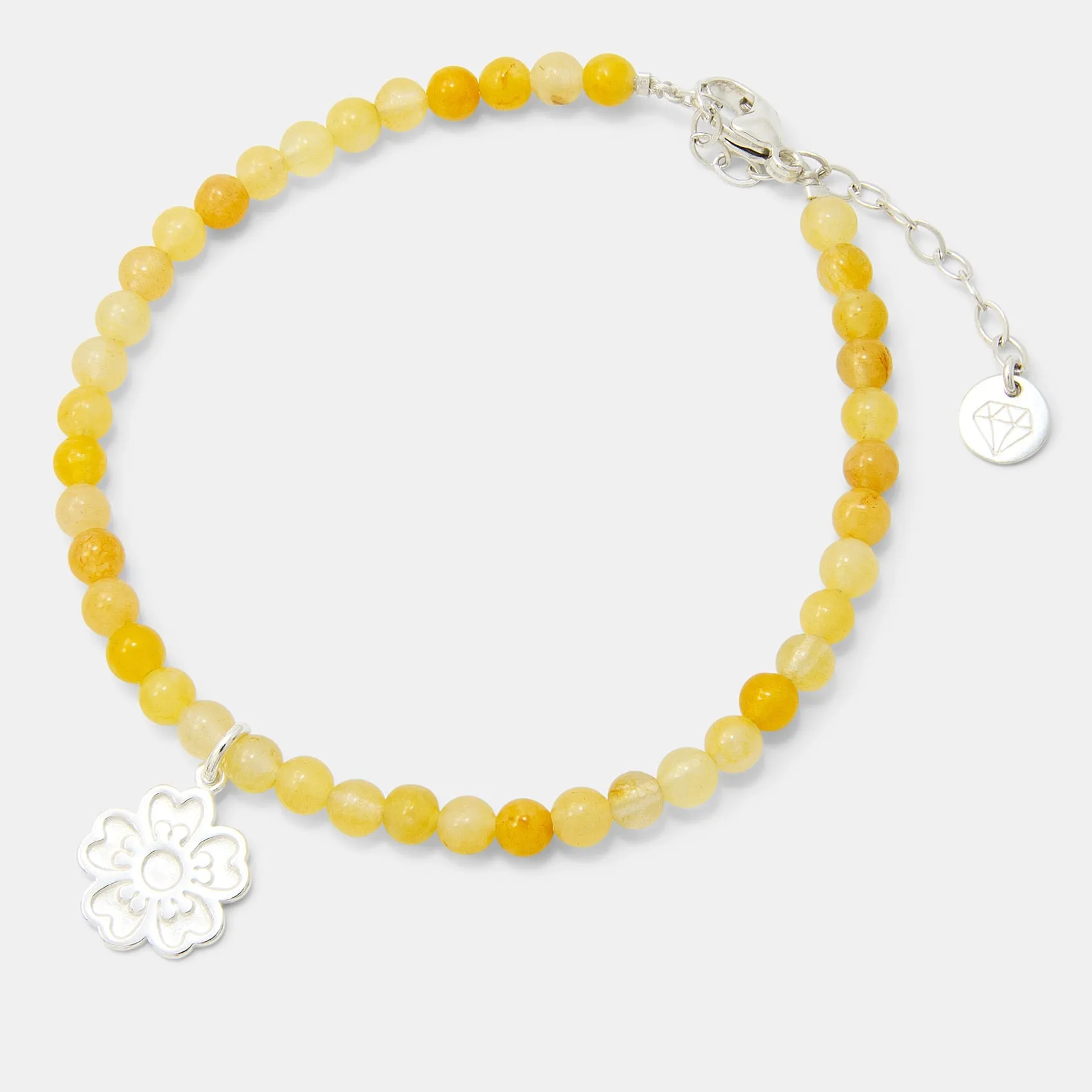 Guinea Flower on Golden Jade Beaded Bracelet