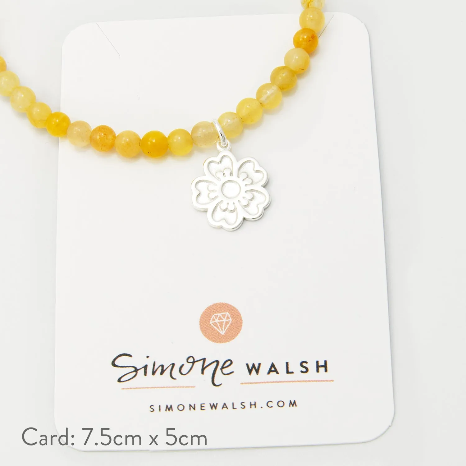 Guinea Flower on Golden Jade Beaded Bracelet