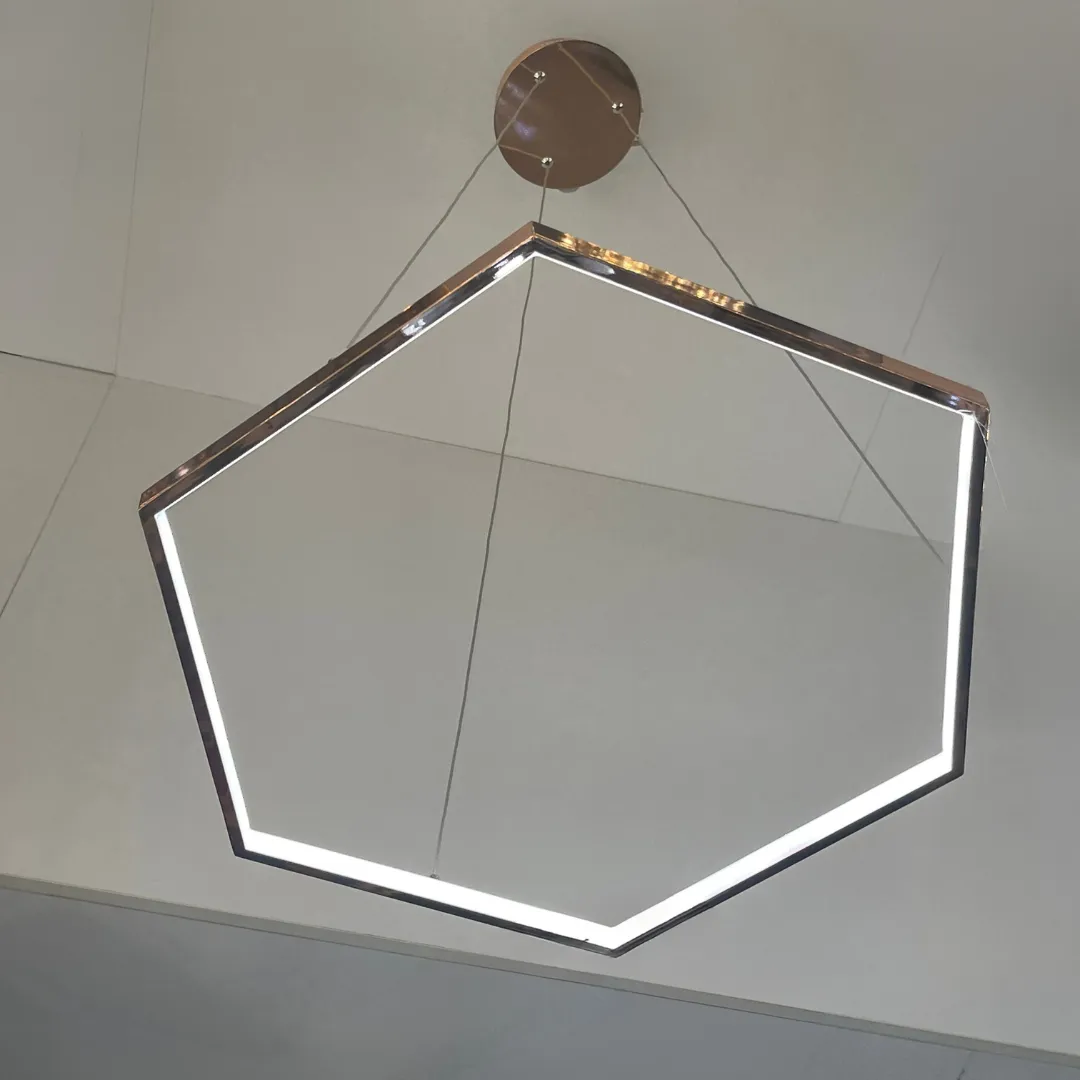 Halo Hexagonal LED Pendant Light - Rose Gold