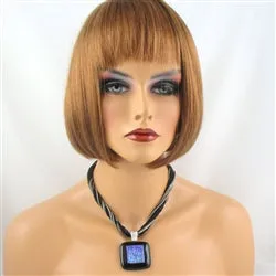 Handmade Black Dichroic Pendant on Multi-strand Seed Bead Necklace