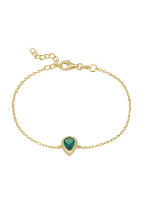 Harriett Mini Teardrop Petrol Tourmaline Bracelet Gold