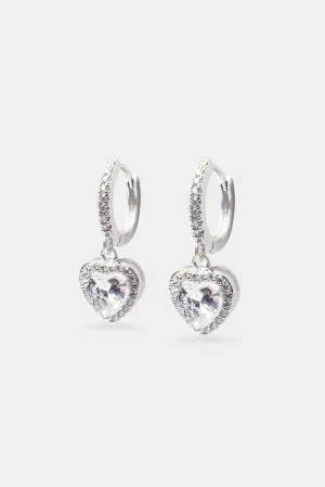 Heart Drop Earrings - White