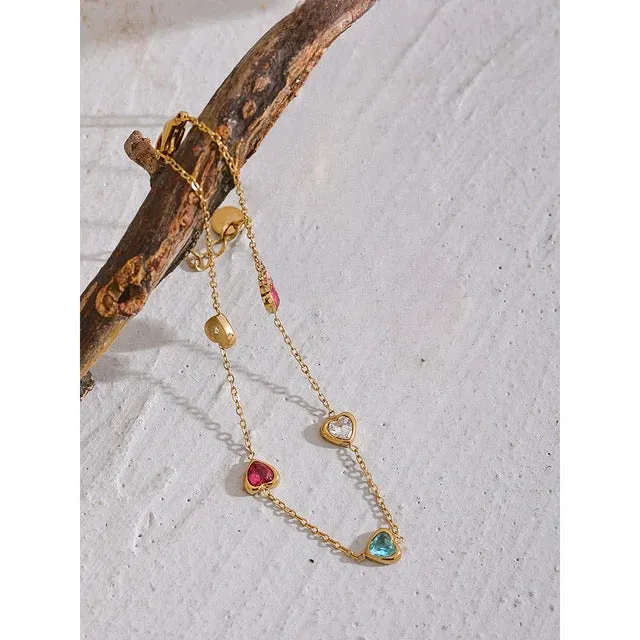 Heart-To-Heart Bracelet / Anklet - 18K Gold Coated