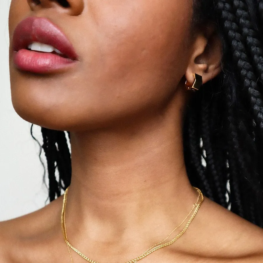 Hexagon Huggie Hoops
