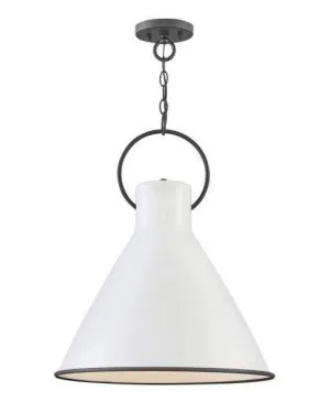 Hinkley Winnie 3555PT 1LT E27 Medium Pendant Polished White and Distressed Black