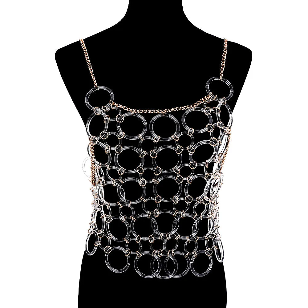 iLLASPARKZ Clear Ring Beaded Cami Top Body Chain