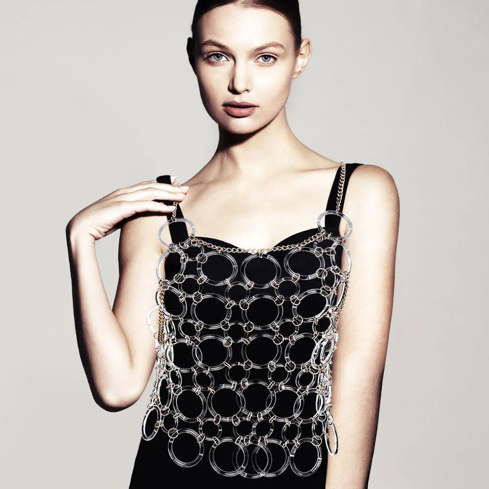 iLLASPARKZ Clear Ring Beaded Cami Top Body Chain