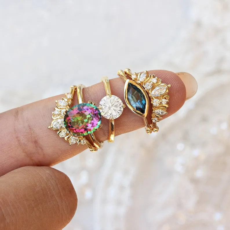 Illuminati unique wedding nesting diamond ring