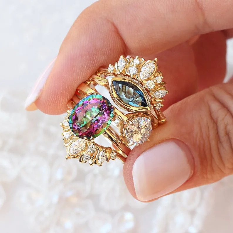 Illuminati unique wedding nesting diamond ring