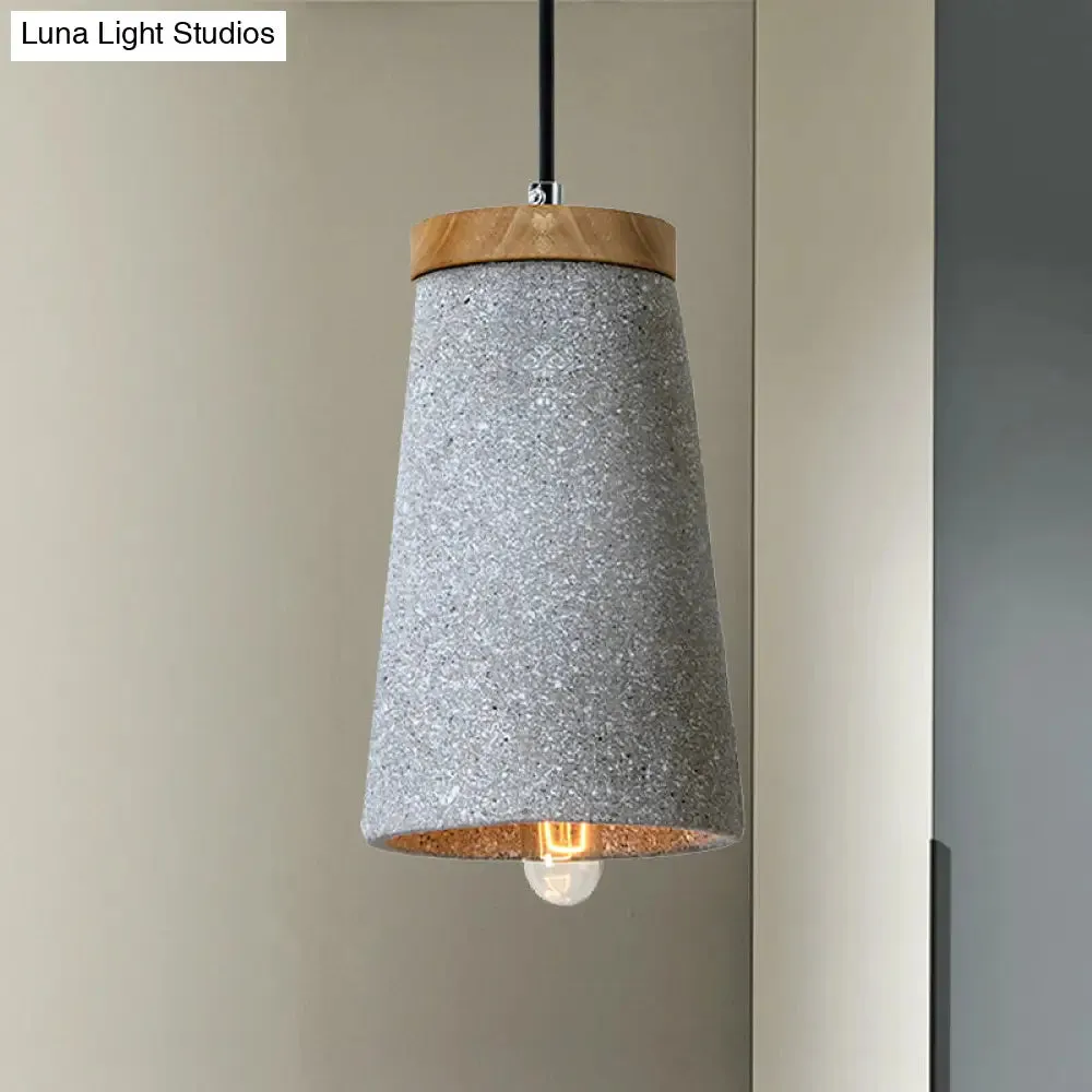Industrial 1-Light Cement Pendant for Coffee Shop Ceiling with Tapered Shade - Black/White/Grey